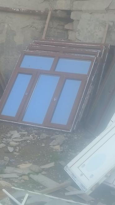 ucuz plastik: PVC pəncərə bloku - Material: PVC profil, taxta rəngli (qəhvəyi) — 1