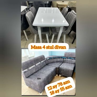 Dolablar: Mətbəx üçün, Yeni, Açılmayan, Dördbucaq masa, 4 stul