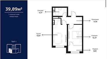 Новостройки от застройщика: Построен, Элитка, 1 комната, 39 м² — 2