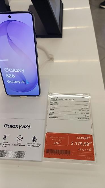 s26 samsung: Samsung Galaxy S26, 256 GB, rəng - Bənövşəyi, İki sim kartlı — 1
