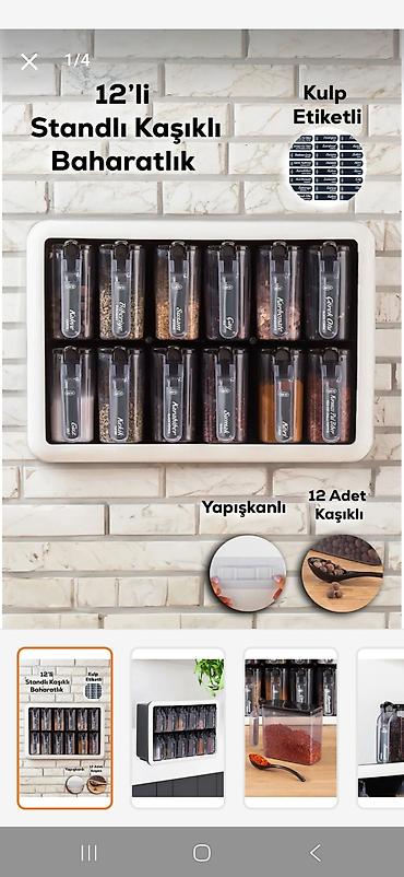 maye qaz: 12 bölməli, qaşıqlı divar tipli ədviyyat təşkilatçısı - Komplekt: 12 — 1