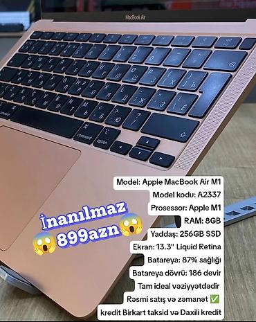 macbook pro: İşlənmiş Apple MacBook, 13.3 ", Apple M1, 256 GB — 1
