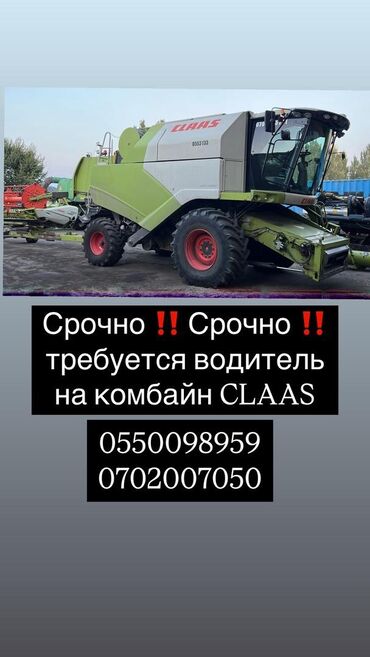 Тракторы: Срочно требуется водитель на комбайн CLAAS