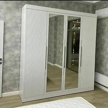 guzgulu dolab: Yeni, 4 qapılı, Güzgülü, Ağ, Kupe, Düz dolab — 1