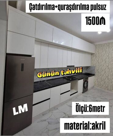 quxna mebeləri: Mətbəx mebellərinin sifarişlə hazırlanması✔️ Ölçü : 6metr: 1500₼