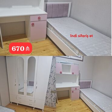 gənc dəsti: Oğlan və qız üçün, Yeni, Təknəfərlik çarpayı, Yazı masası, Dolab