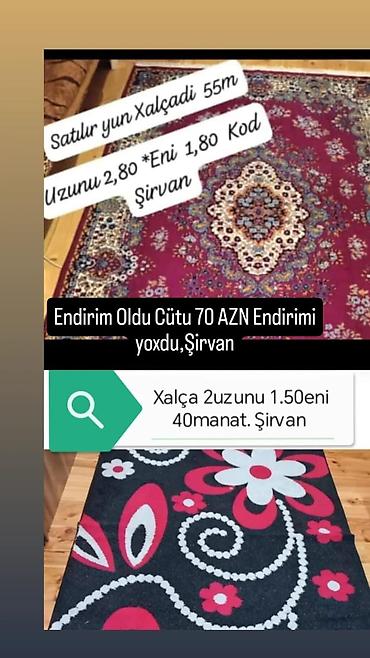 kilim xalca aliram: Şirvanda xalça satışı 1) Yun xalça – kod: Şirvan - Ölçü: uzunluq 2,80 — 1