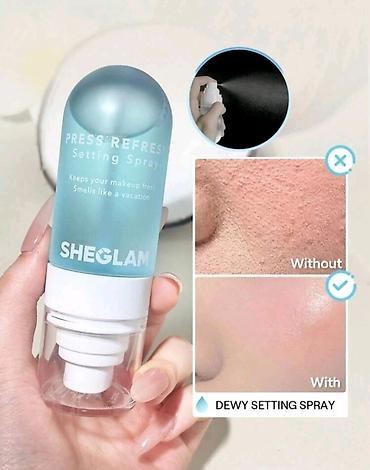 SHEGLAM Press Refresh Setting Spray Dewy Finish Фиксатор 100% lalafo.az -da SHEGLAM Press Refresh Setting Spray Dewy Finish Фиксатор 100%