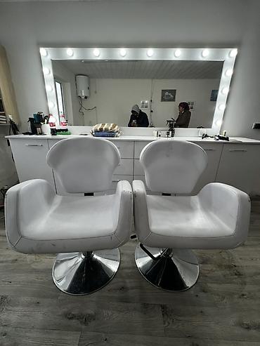 Салонные кресла: Парикмахерские кресла гидравлические (2 шт.) - Цвет: белый - Обивка — 1