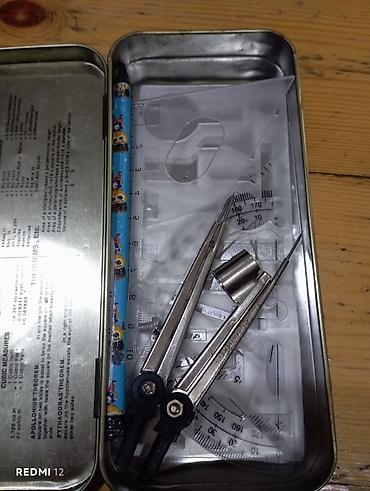 Digər alət dəstləri: Məktəb və riyaziyyat üçün tam rəsmetmə dəsti Metal qutuda praktiki — 10