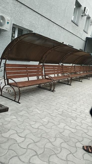 Скамейки: Скамейка Металл, Со спинкой, С крышей — 12