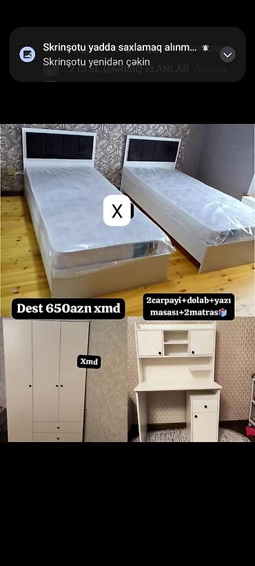 Uşaq/yeniyetmə otağı üçün mebel dəsti Tərkib: - 2 ədəd tək nəfərlik