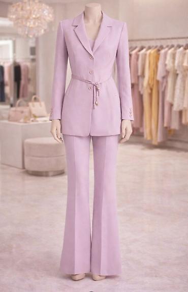 blejz: Ženski elegantni komplet – blejzer i pantalone u pastelno-lila boji - — 1