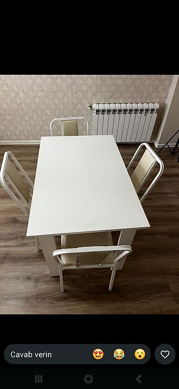 Mətbəx üçün, Yeni, Açılmayan, Dördbucaq masa, 4 stul