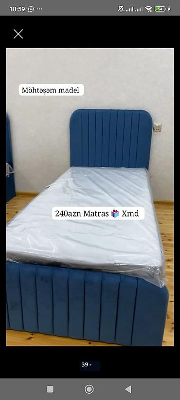 dosekler: Möhtəşəm model tək nəfərlik çarpayı. - Rəng: mavi - Yumru künclü — 1