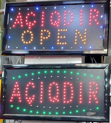 Reklam lövhələri: LED “AÇIQDIR/OPEN” işıq lövhəsi - İki variant: “AÇIQDIR OPEN” (iki — 1