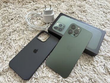 обмен на айфон 12 мини: IPhone 13 Pro Max, 256 ГБ, Alpine Green, Зарядное устройство, Защитное стекло, Чехол, 80 %