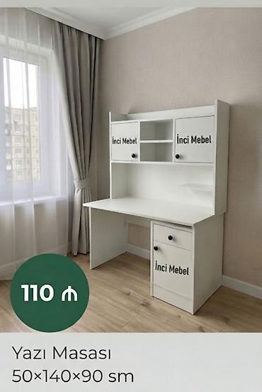 Düz masa, Stulsuz, Polkalı, Siyirməli, Azərbaycan, Sadə laminat