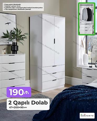 Mebel: 2 qapılı geyim dolabı - Ölçü: 47×200×90 sm - Material: 18 mm laminat — 1