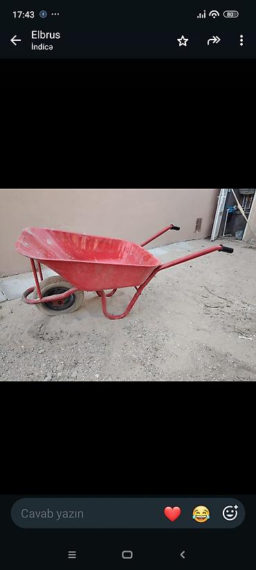 matorlu araba: Təkərli əl arabası – tikinti və bağ işləri üçün. - Rəng: qırmızı - — 1