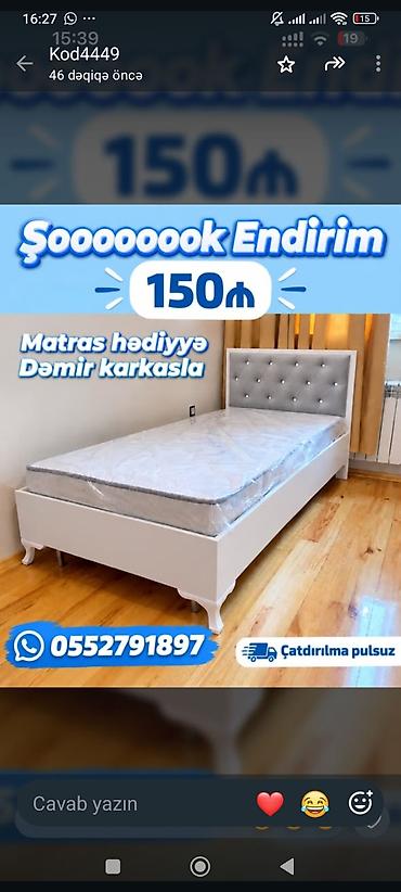Tək nəfərlik çarpayı dəsti - Rəng: ağ korpus, boz düyməli yumşaq lalafo.az -da Tək nəfərlik çarpayı dəsti - Rəng: ağ korpus, boz düyməli yumşaq