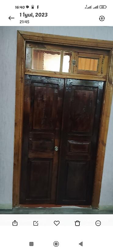 qapl pencere: İkiyarpaqlı taxta otaq qapısı - Material: tam ağac (kəsmə panelli — 1