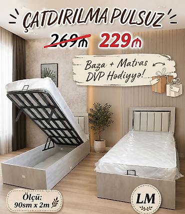 Tək nəfərlik baza və matras dəsti - Ölçü: 90 sm x 200 sm - Baza