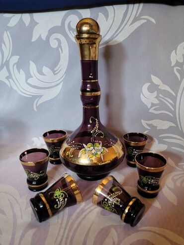 Staro posuđe i escajg: Murano servis za zestoko pice duvano staklo 1950g+. Servis za zestoko — 3