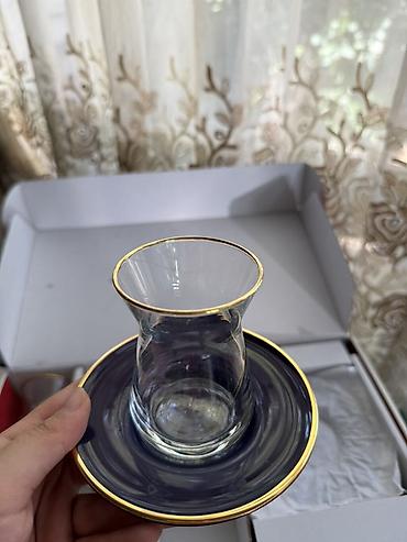 gozel gul buketleri: Çay dəsti, rəng - Bənövşəyi, Şüşə, 6 nəfərlik — 2