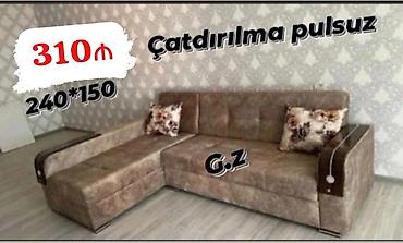 Divanlar: L formalı divan - Ölçü: 240×150 sm - Rəng/material: qəhvəyi tonlarda — 1