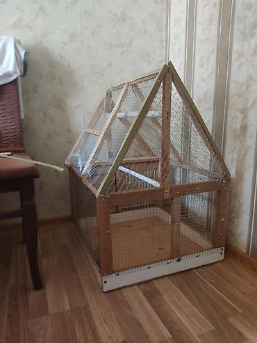 qefəs: Taxta karkaslı, metal torlu quş qəfəsi/mini voliər - Material: möhkəm — 3