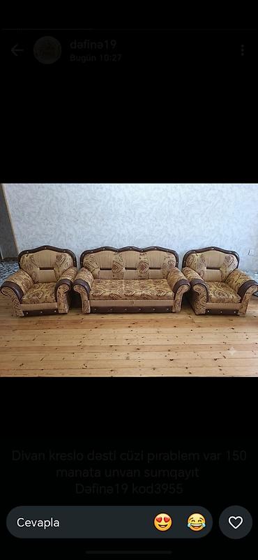 gence mebel instagram: Divan-kreslo dəsti - Komplekt: 1 ədəd 3 nəfərlik divan + 2 ədəd — 1