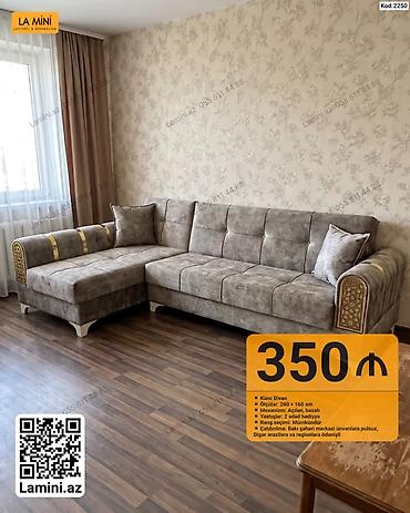 Divanlar: Künc divan – Kod: 2250 - Ölçülər: 260 × 160 sm - Mexanizm: açılan — 1
