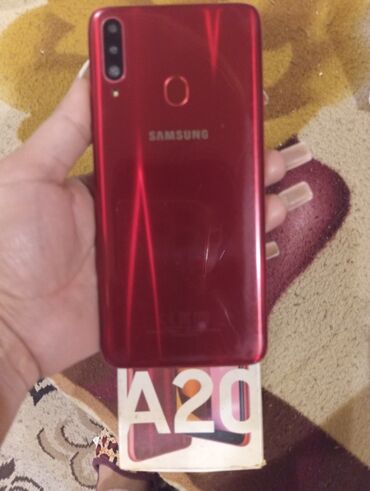 Mobil telefon və aksesuarlar: Samsung A20, 32 GB, rəng - Qırmızı, Barmaq izi