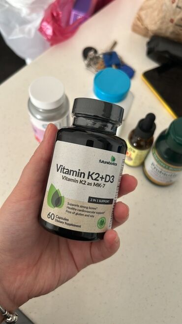 Vitaminlər və BAƏ: Satışda müxtəlif qida əlavələri: 1) Futurebiotics Vitamin K2 + D3 — 8