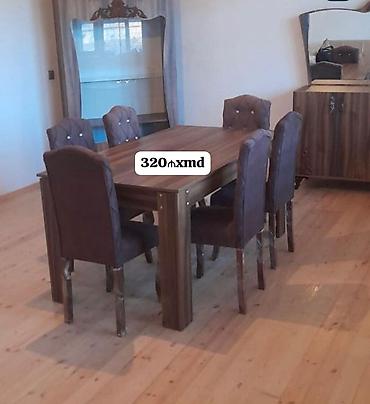 ders masasi: Yemək otağı üçün 6 nəfərlik masa-stul dəsti. - Dəst tərkibi: 1 ədəd — 1