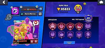 Brawl Stars hesabı – yüksək kuboklu və tam toplanmış döyüşçülər -
