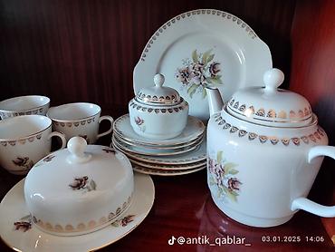 nabor hacar: Çay dəsti, rəng - Ağ, Farfor, 6 nəfərlik, Almaniya — 1