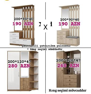 Dəhliz dolabları: Dəhliz üçün çoxfunksiyalı mebel dəstləri - Ölçülər və modellər: • — 1