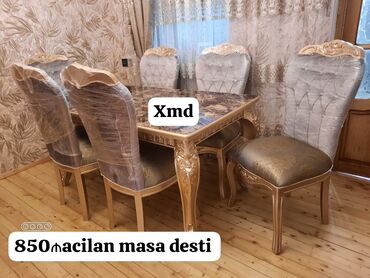 qabax stolu: Qonaq otağı üçün, Yeni, Dördbucaq masa, 6 stul