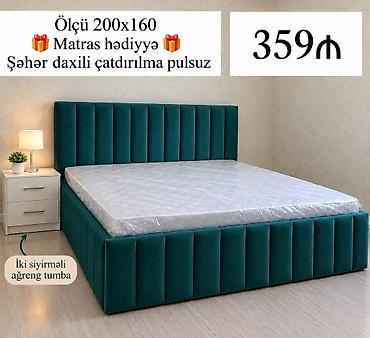 Məhsul: Yumşaq örtüklü divan başlıqlı iki nəfərlik çarpayı seti -