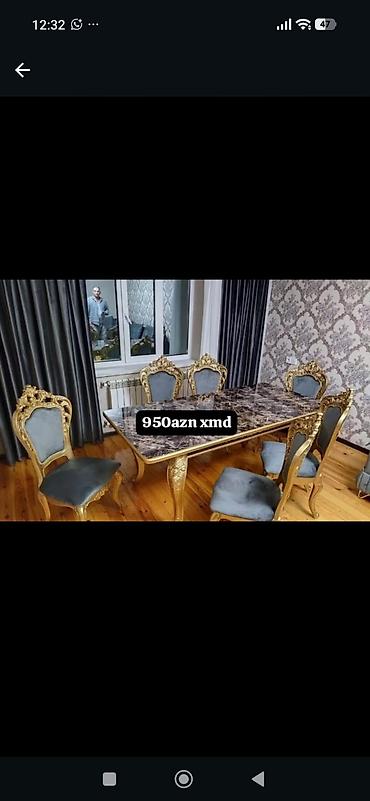 sdullar: Klassik üslubda yemək otağı dəsti - Dəst: 1 masa + 6 stul - Stil — 1