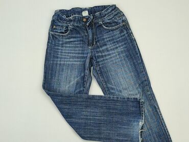 slouchy jeans: Spodnie jeansowe, 8 lat, 128, stan - Dobry
