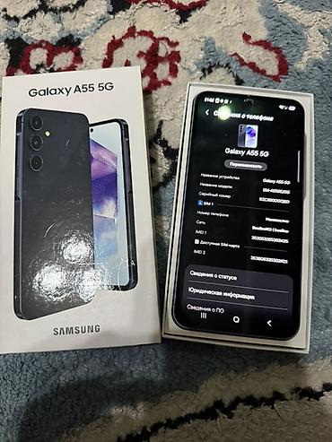 tcl c755: Samsung Galaxy A55 5G, Б/у, 256 ГБ, цвет - Синий, 2 SIM — 1