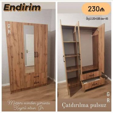 ofis dolabi: Yeni, Açılan, 3 qapılı Düz dolab, Qarderob, paltar dolabı, Azərbaycan