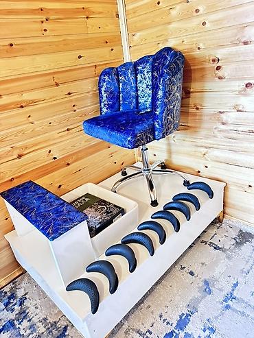 Salon, tibbi mebel: Pedikür üçün stasionar set - Mebel dəsti: mavi mərmər naxışlı, yumşaq — 1