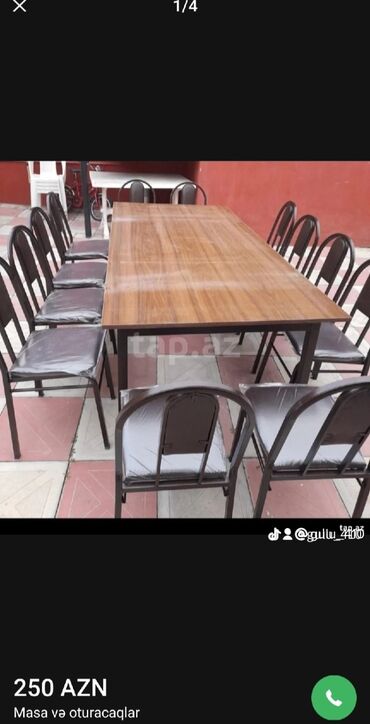 Bağ, çöl masa və oturacaq dəstləri: Bag heyet stol stlu cixdi satiwa toz boya ile kiraskalanir 4 neferik — 26