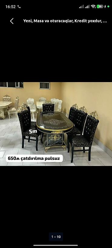 ucuz stollar: Qonaq otağı üçün, Yeni, Açılmayan, Oval masa, 6 stul — 1