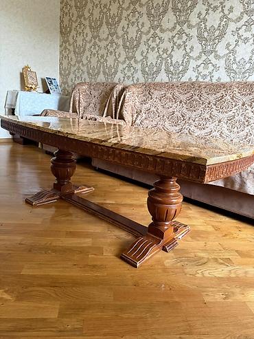 Salon masaları: Oniks daş üstlü klassik salon masası - Üst: Təbii oniks daş lövhə – — 5
