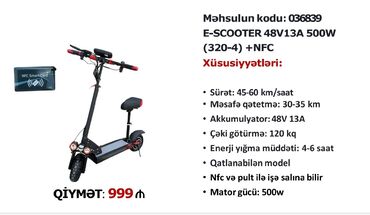 kaybolan yıllar 50: Yeni Elektrik samokat > 12", 351 - 500 Vt, > 45 km/s, Pulsuz çatdırılma